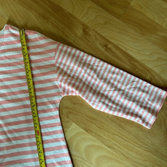 Ladies Talbots Melon White Striped 3/4 Sleeves Tunic Top Size MP - Picture 5 of 6